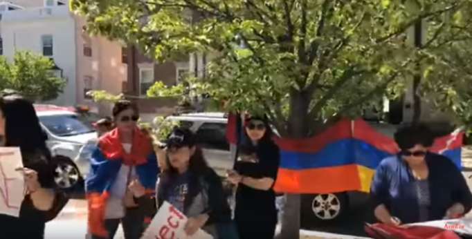 Protest action held in front of the Armenian embassy in US - VIDEO