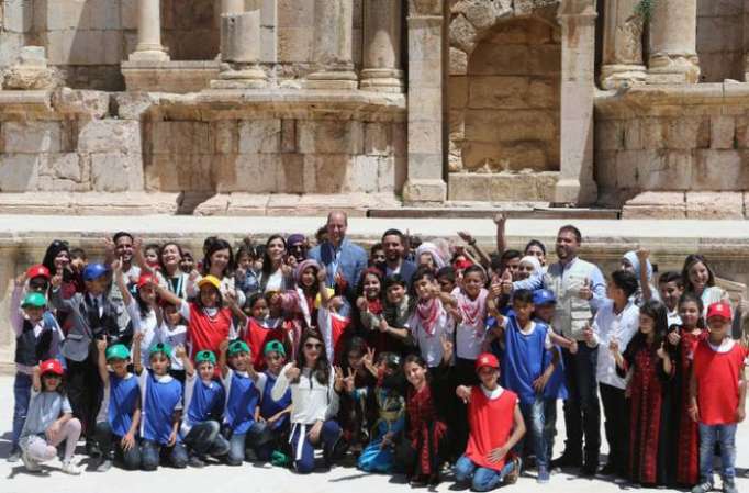 Jordanie: le prince William visite le temple romain de Jerash