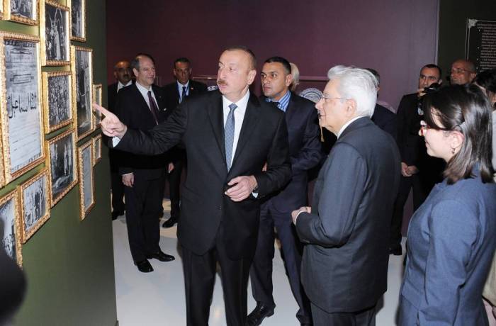 Presidents of Azerbaijan, Italy review exhibition in Heydar Aliyev Center - PHOTOS