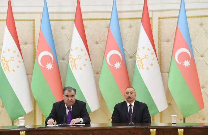 Presidents of Azerbaijan, Tajikistan make statements for press - UPDATED
