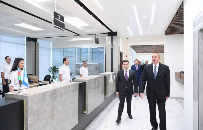 Azerbaijani president attends opening ceremony of logistics center