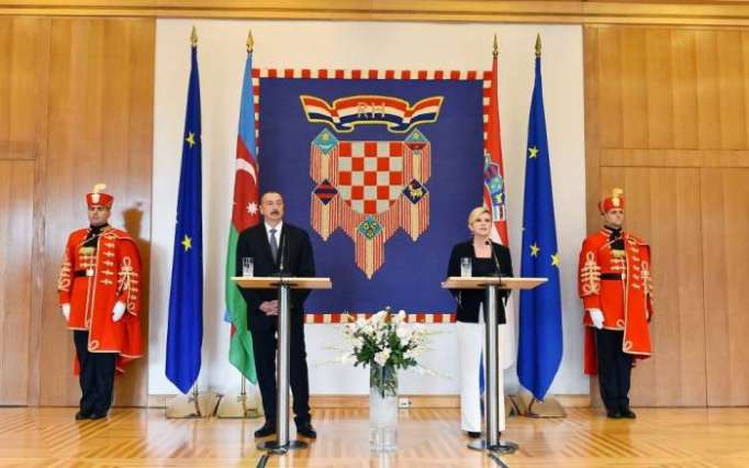 Presidentes de Azerbaiyán y Croacia ofrecen una rueda de prensa conjunta- FOTOS