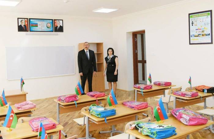 Ilham Aliyev views conditions created at secondary school in Nardaran after overhaul