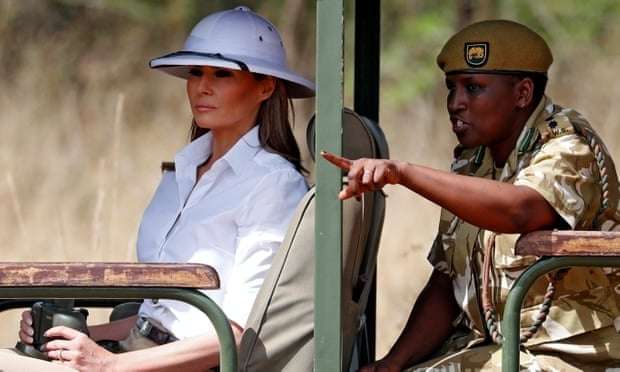 Melania Trump criticised for wearing colonial-style hat during Kenyan safari