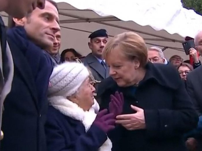 Merkel forced to explain to 101-year-old French woman that she is not Macron