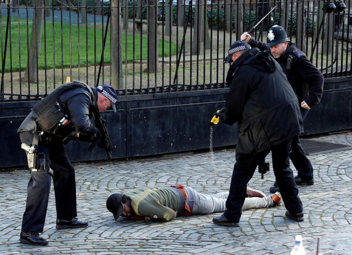 Armed police detain man inside grounds of British parliament