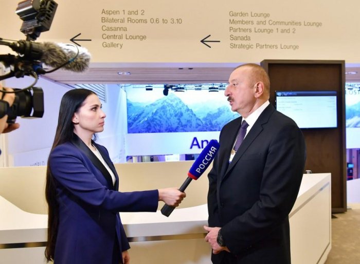  President Aliyev interviewed by Rossiya 1 and CGTN TV channel in Davos 