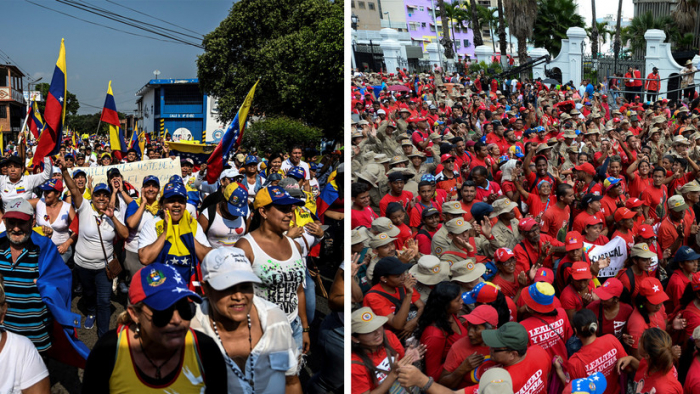 Chavistas y opositores marcharon este martes en Caracas