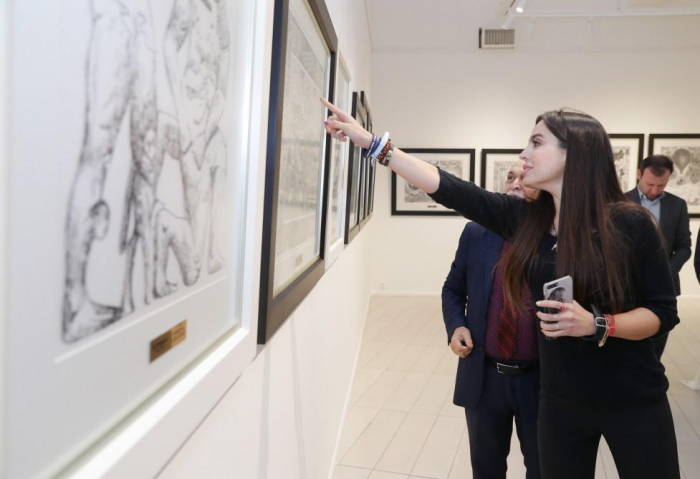  Heydar Aliyev Foundation VP Leyla Aliyeva views exhibition of People’s Artist Arif Huseynov 