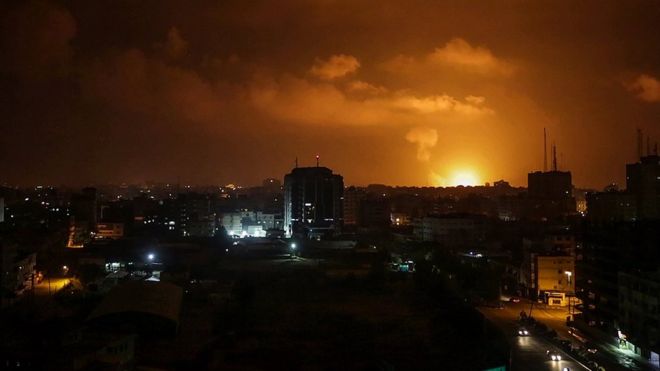 Israel strikes militant sites in Gaza after rockets fired at Tel Aviv