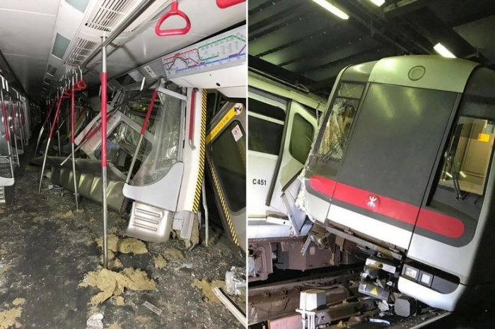 1 driver injured as Hong Kong MTR trains collide