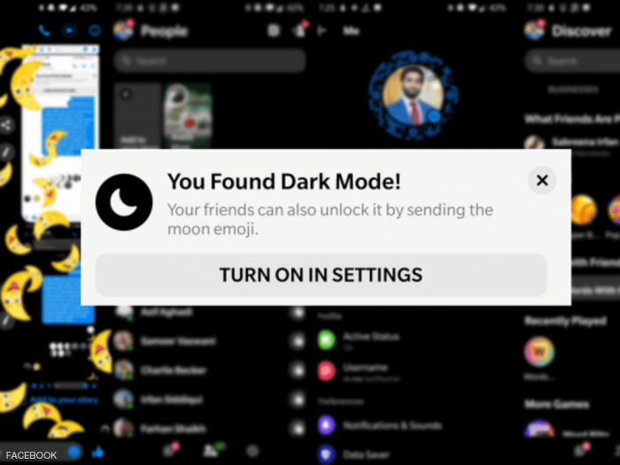 حيلة سرية لتشغيل الوضع الليلي في فيسبوك ماسنجر