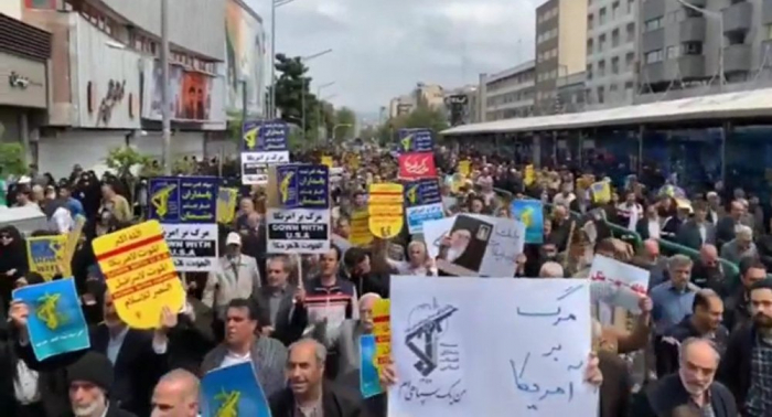 Protesters march in Tehran against US decision to blacklist IRGC 