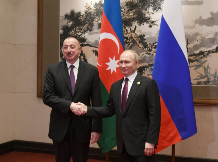  Treffen von Präsident Ilham Aliyev mit Russlands Staatschef Wladimir Putin in Peking 