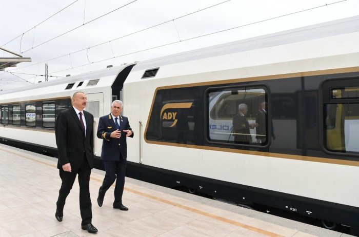 President Ilham Aliyev views passenger train to run on Baku-Tbilisi- Kars route - UPDATED, PHOTOS