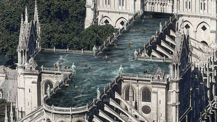   Desde un bosque a una piscina:   12 propuestas de arquitectos para reconstruir Notre Dame