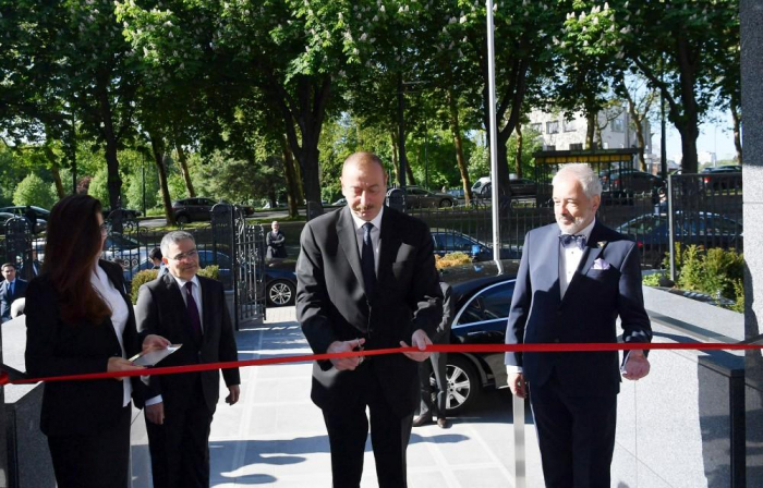 Presidente Aliyev en la inauguración del nuevo edificio de la Embajada de Azerbaiyán en Bélgica 