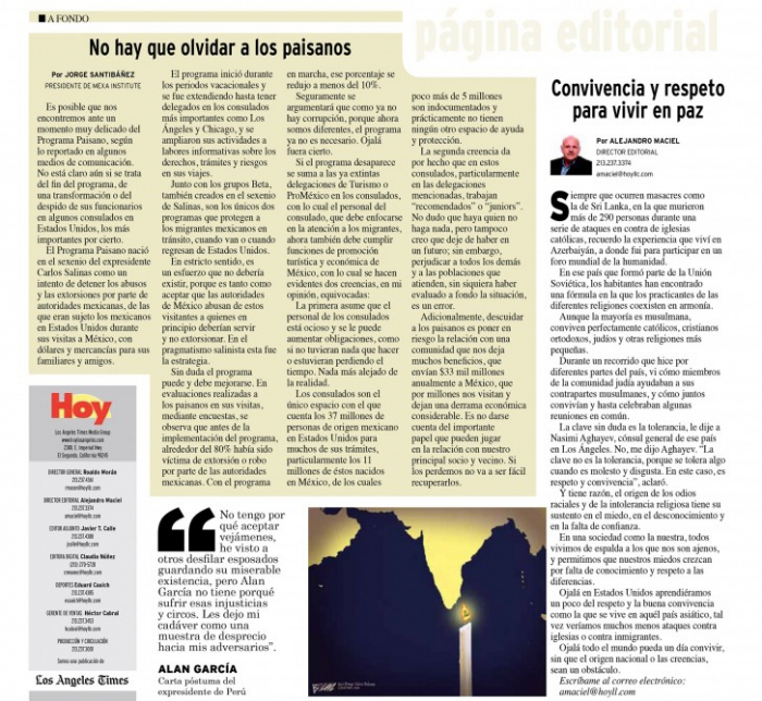   El periódico estadounidense “Hoy Los Angeles” escribió sobre el respeto mutuo y la coexistencia de las religiones en Azerbaiyán  