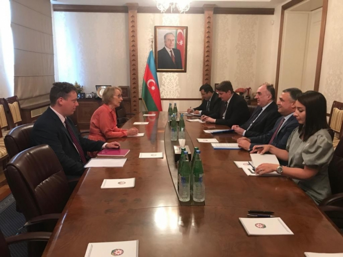  Canciller azerbaiyano se reúne con la embajadora saliente del Reino Unido en Azerbaiyán 