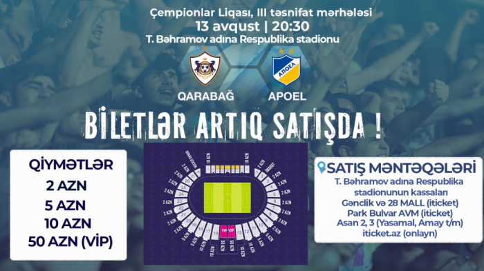 “Qarabağ” - “APOEL” oyununun biletləri satışda