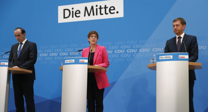  Annegret Kramp-Karrenbauer gibt Pressekonferenz nach Landtagswahlen 