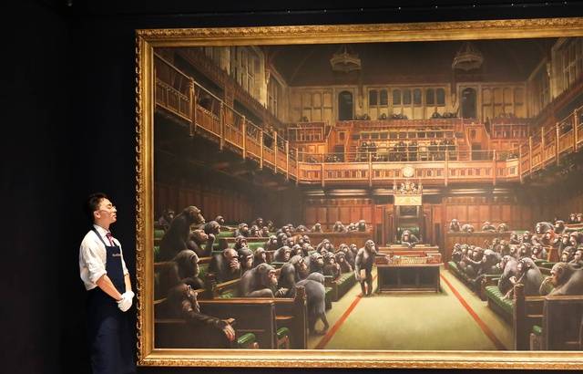 Sotheby’s va vendre aux enchères une peinture de Banksy sur un Parlement britannique peuplé de singes