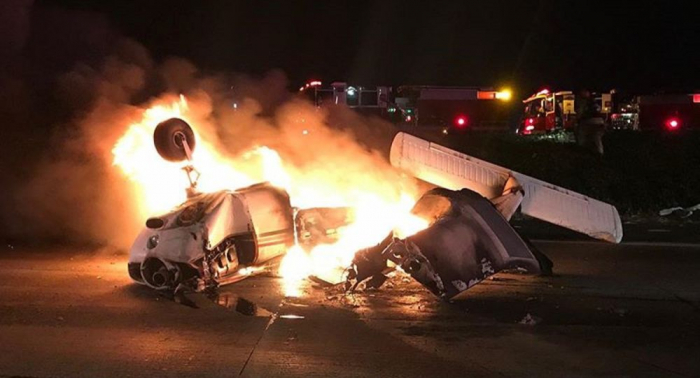 Single-engine plane crashes on California highway