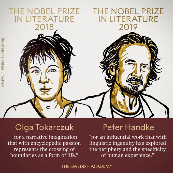   Anuncian los ganadores del Premio Nobel de Literatura 2018 y 2019  