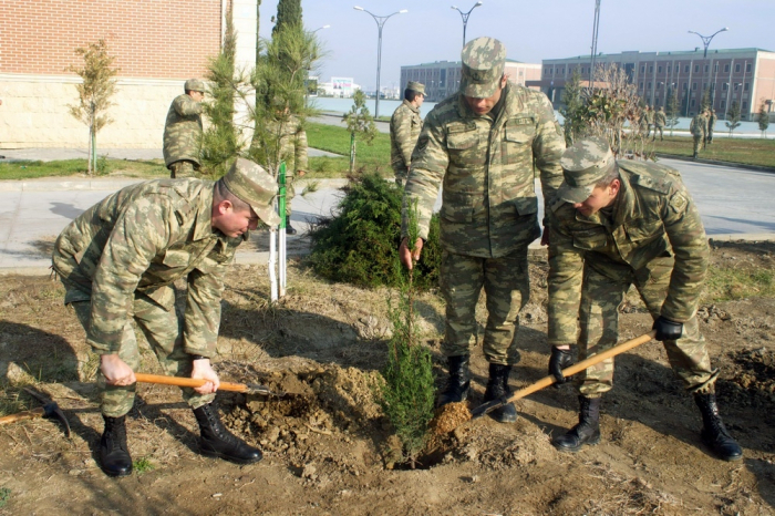Azərbaycan Ordusunda ağacəkmə aksiyası davam edir  
