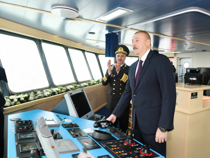 Prezident “Laçın” tankerinin istismara verilmə mərasimində - FOTOLAR