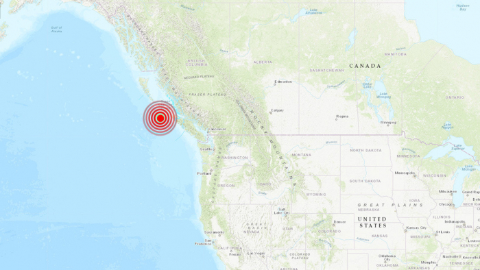 Se registra un fuerte sismo de magnitud 6,3 en la costa occidental de Canadá