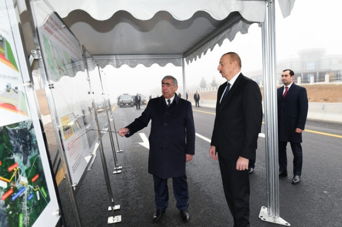  Presidente Ilham Aliyev inaugura la carretera Bakú-Shamají-Yevlaj 