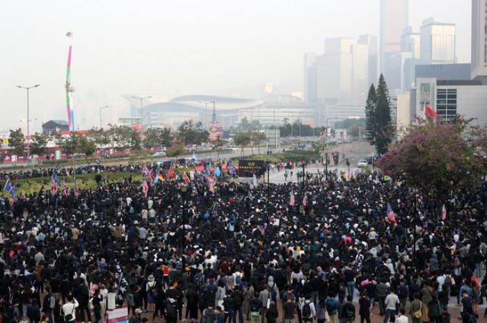 Protesters rally near Hong Kong harbor, more demos planned over Christmas  