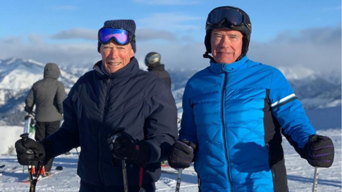 Arnold Schwarzenegger und Clint Eastwood grüßen von der Skipiste