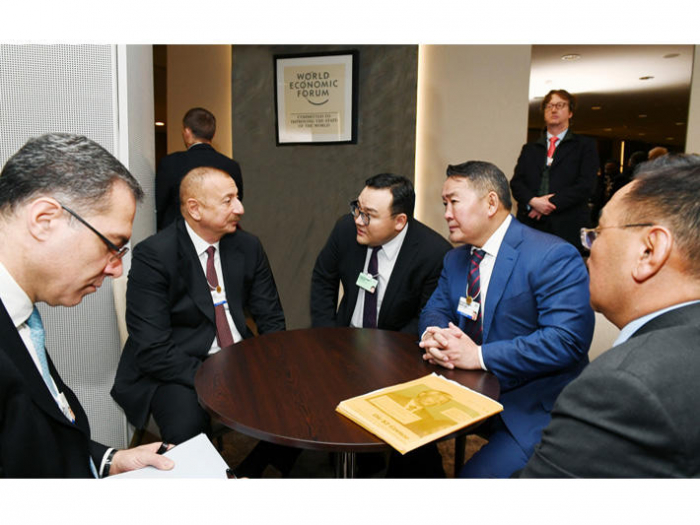   Azerbaijani president meets with Mongolian president in Davos  