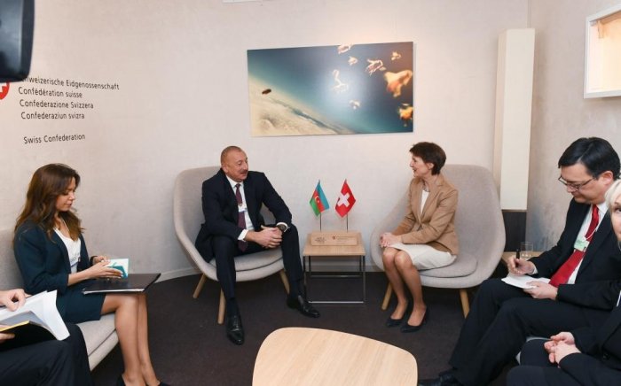  President Ilham Aliyev met with Swiss President Simonetta Sommaruga in Davos