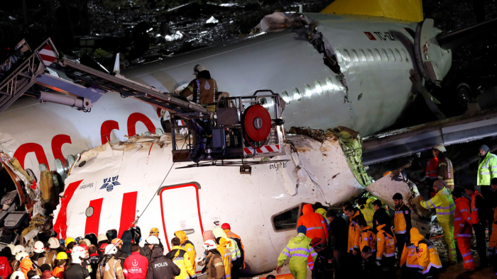   VIDEO:  El momento exacto del aterrizaje forzoso del avión de pasajeros accidentado en Estambul 