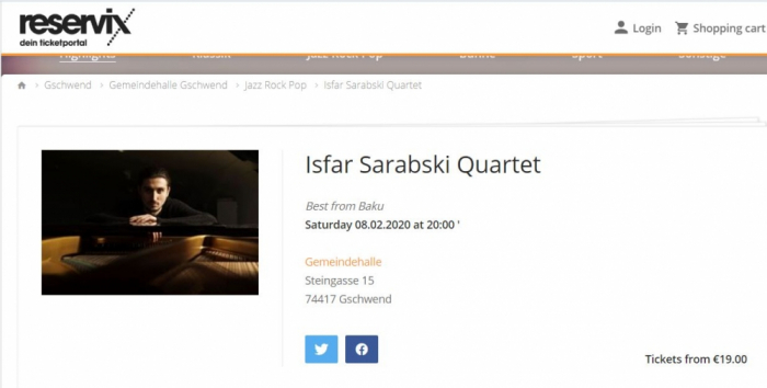 Le pianiste de jazz Isfar Sarabski se produira en concert en Allemagne