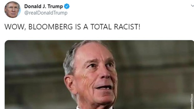 Trump borra un mensaje donde llamaba «racista total» a Bloomberg