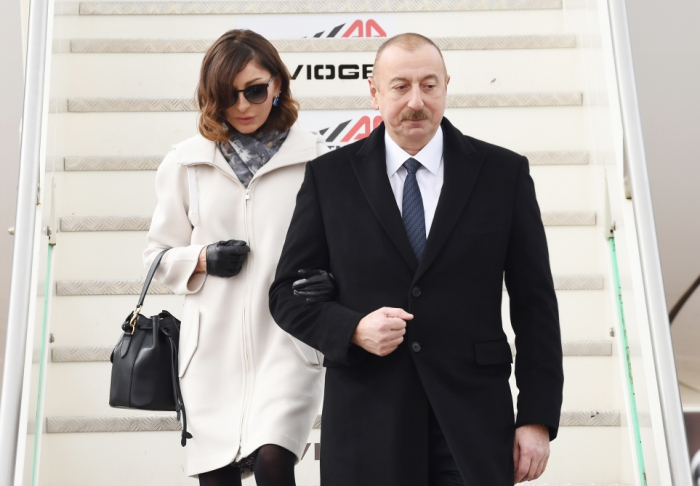 Azerbaijani president and first lady arrive in Italy