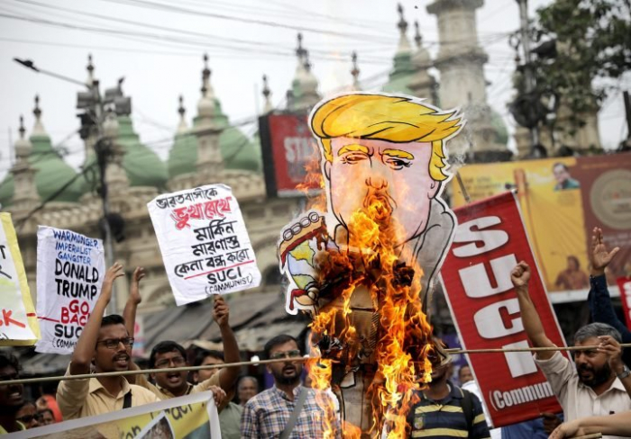   Protests in cities across India against Donald Trump visit -    NO COMMENT    