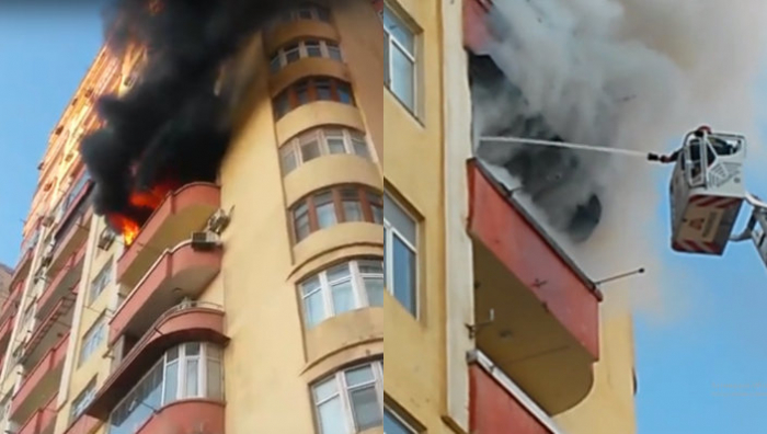 Yaşayış binasındakı yanğın söndürüldü -   VİDEO (Yenilənib) 