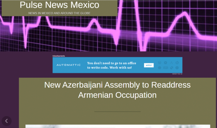  Pulse News Mexico emitió un artículo sobre la ocupación de Armenia las tierras de Azerbaiyán 
