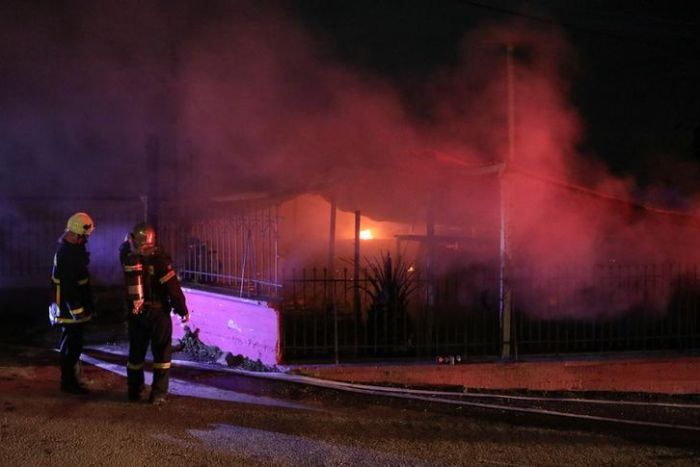 Fire destroys migrant community centre on Lesbos in Greece