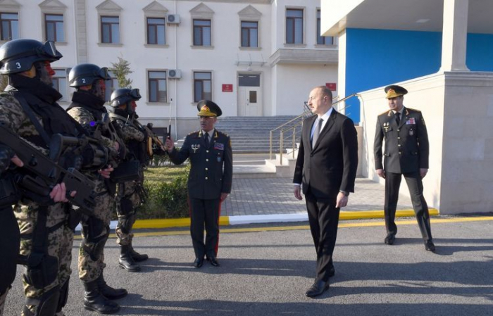  President Ilham Aliyev attends inaugurations of military unit