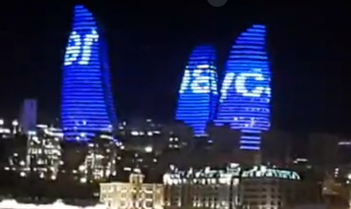 “We are stronger together!”: Baku’s Flame Towers illuminated with President Ilham Aliyev