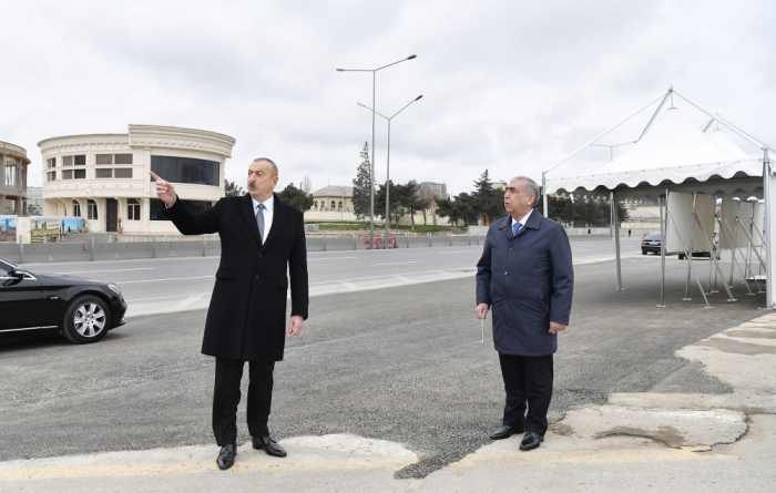 President Aliyev get familiarizes with works done for expansion of Baku-Sumgayit highway - PHOTOS
