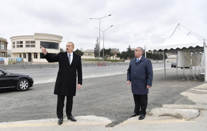  Ilham Aliyev se familiariza con la carretera Bakú-Sumgayit - FOTOS