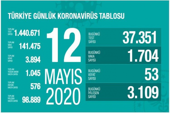 Türkiyədə daha 53 nəfər koronavirusdan öldü