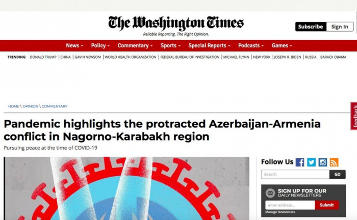  Washington Times highlights reforms in Azerbaijan and Nagorno-Karabakh conflict    